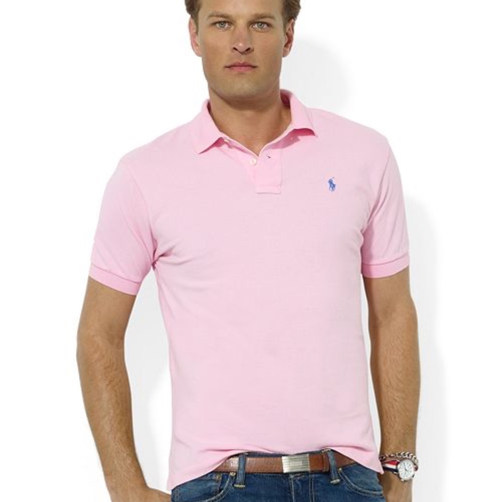 American Eagle Pink Short Sleeve Polo Large